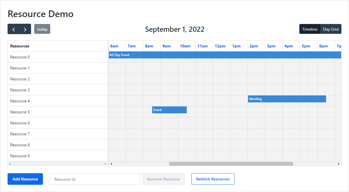 Demo timeline view